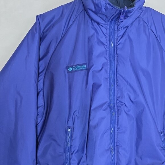 VTG Columbia Coat Reversible Insulated Womens Size M Blue Navy EUC Waterproof - Picture 2 of 12